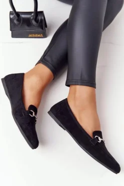 Damskie Mokasyny Sergio Leone MK711 Zamszowe Czarne