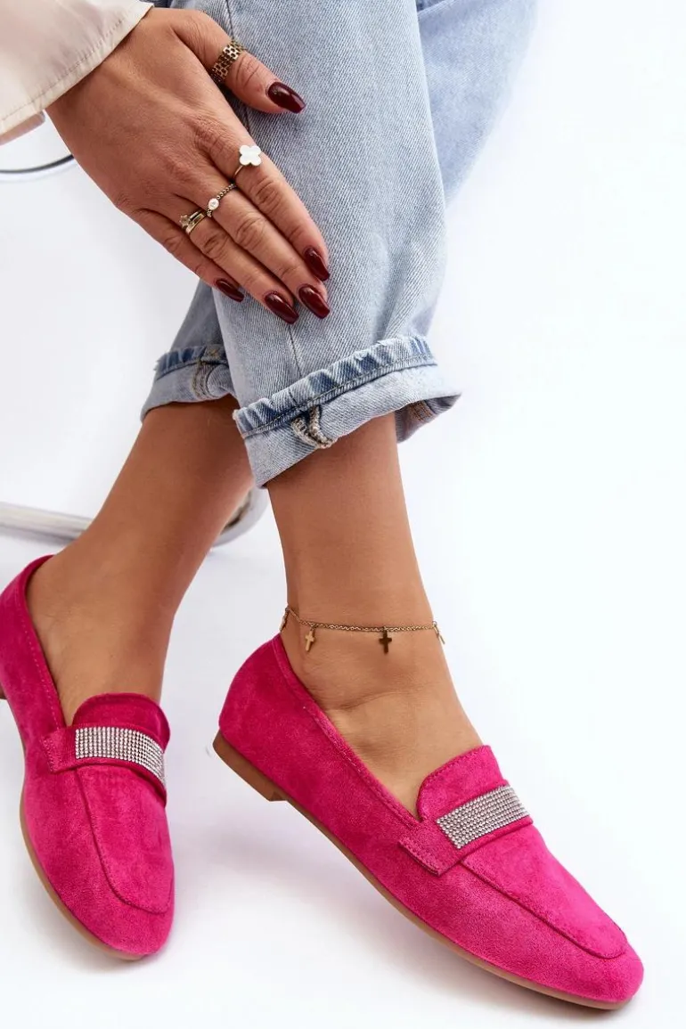 Damskie Mokasyny Z Cyrkoniami Fuksja Ralrika