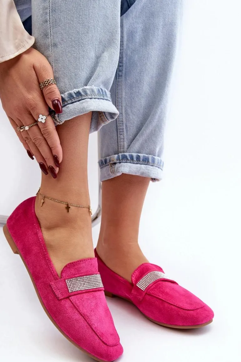 Damskie Mokasyny Z Cyrkoniami Fuksja Ralrika
