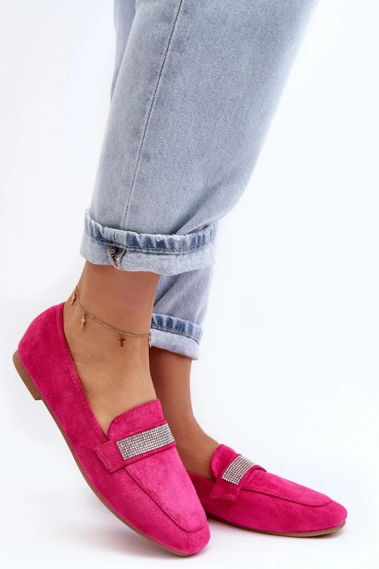 Damskie Mokasyny Z Cyrkoniami Fuksja Ralrika