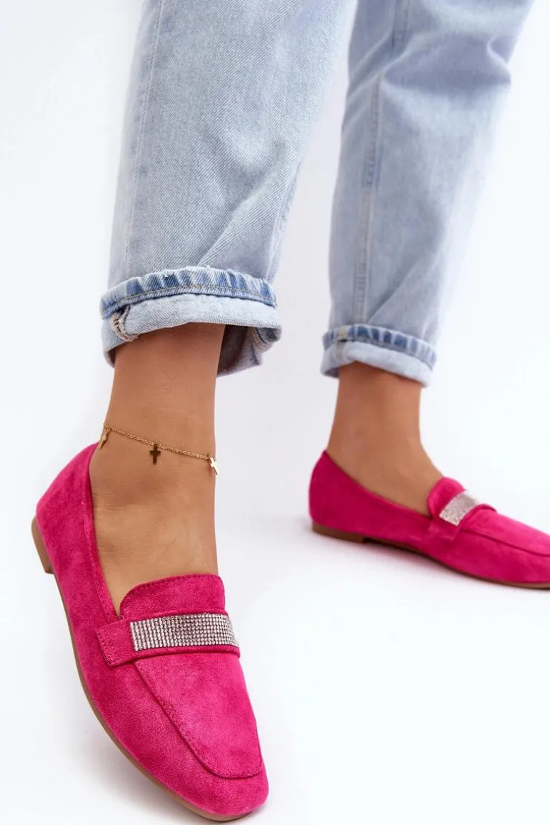 Damskie Mokasyny Z Cyrkoniami Fuksja Ralrika