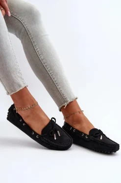 Damskie Mokasyny Z Eko Zamszu Czarne Anemilda