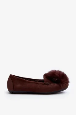 Damskie Mokasyny Z Futerkiem Brązowe Novas