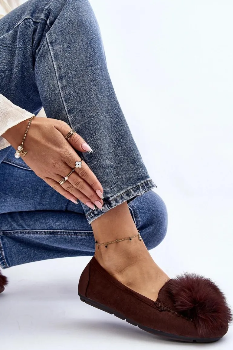 Damskie Mokasyny Z Futerkiem Brązowe Novas