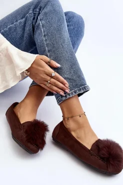 Damskie Mokasyny Z Futerkiem Brązowe Novas