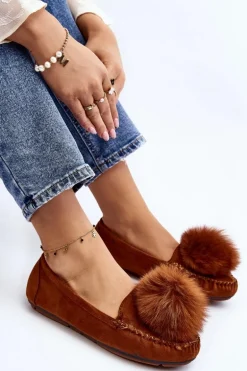Damskie Mokasyny Z Futerkiem Camel Novas
