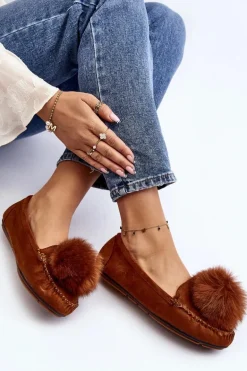 Damskie Mokasyny Z Futerkiem Camel Novas