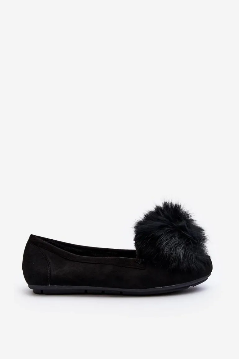 Damskie Mokasyny Z Futerkiem Czarne Novas