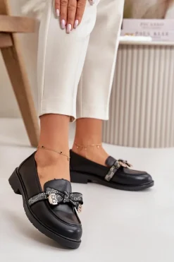 Damskie Mokasyny Z Kokardą S.Barski HY42-331 Czarne