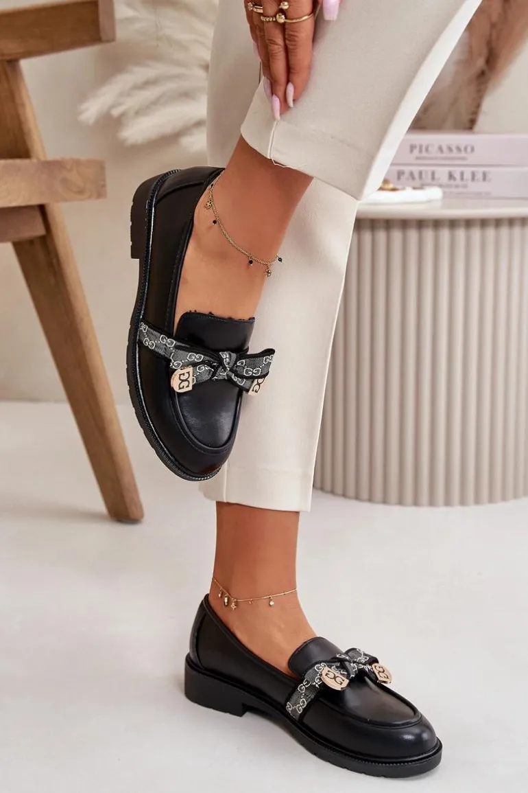 Damskie Mokasyny Z Kokardą S.Barski HY42-331 Czarne