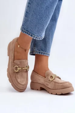 Damskie Mokasyny Z Ozdobą Beżowe Railenes