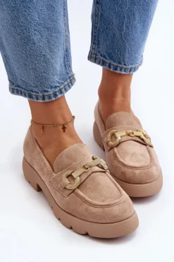 Damskie Mokasyny Z Ozdobą Beżowe Railenes