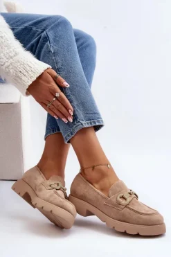 Damskie Mokasyny Z Ozdobą Beżowe Railenes
