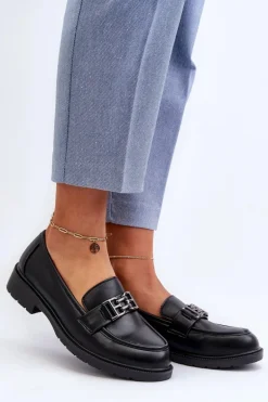 Damskie Mokasyny Z Ozdobą S.Barski HY372 Czarne