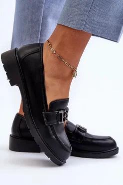 Damskie Mokasyny Z Ozdobą S.Barski HY372 Czarne