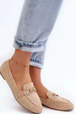 Damskie Mokasyny Z Ozdobą Beżowe Ghana