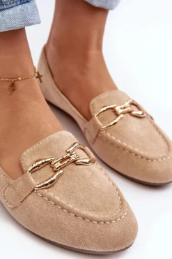 Damskie Mokasyny Z Ozdobą Beżowe Ghana