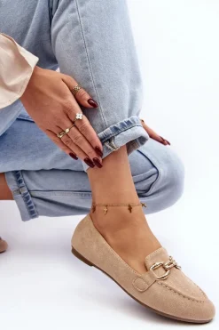 Damskie Mokasyny Z Ozdobą Beżowe Ghana