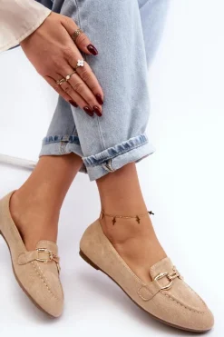 Damskie Mokasyny Z Ozdobą Beżowe Ghana