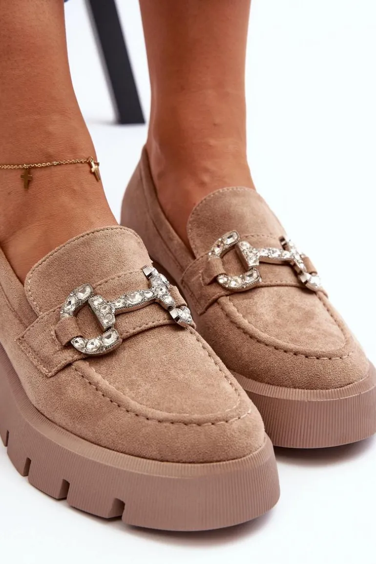 Damskie Mokasyny Z Ozdobą Beżowe Ellise