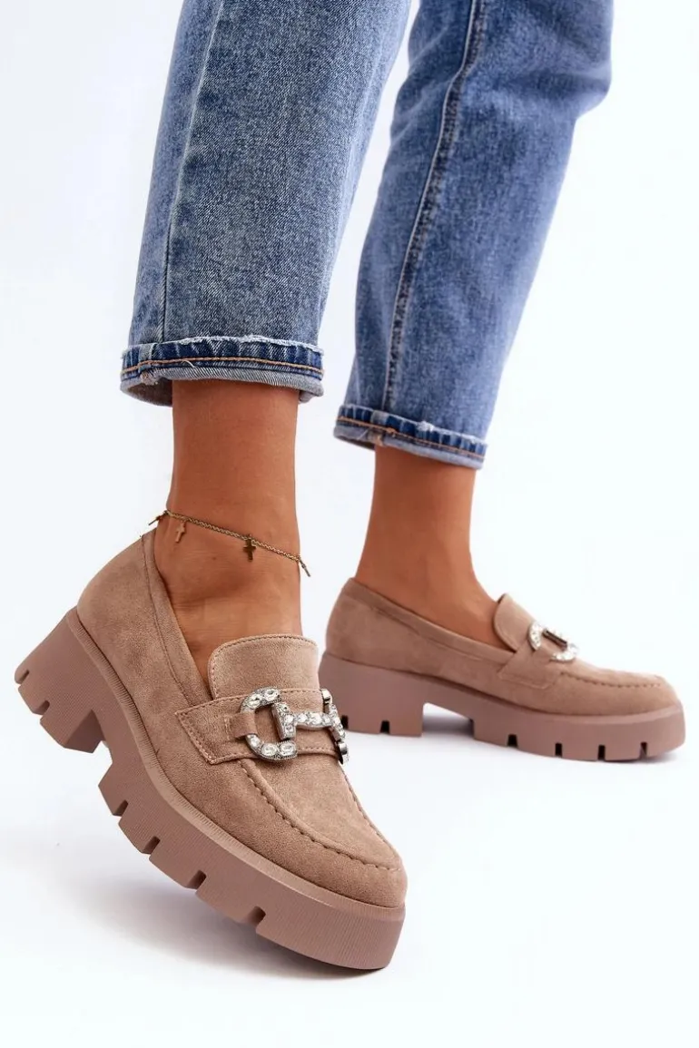 Damskie Mokasyny Z Ozdobą Beżowe Ellise