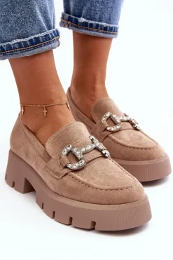 Damskie Mokasyny Z Ozdobą Beżowe Ellise