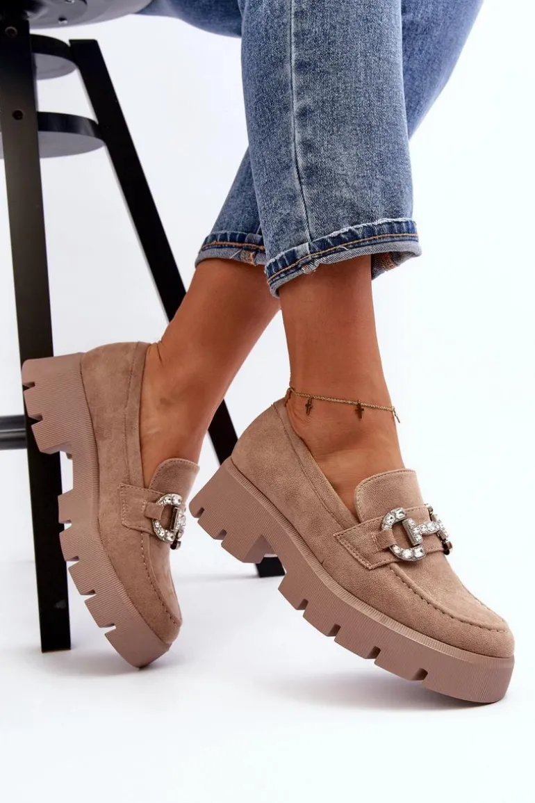 Damskie Mokasyny Z Ozdobą Beżowe Ellise