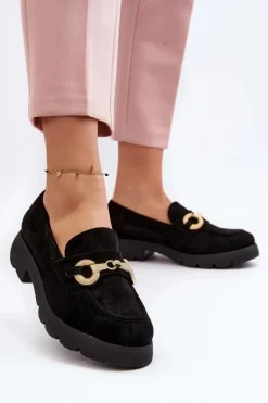 Damskie Mokasyny Z Ozdobą Czarne Railenes