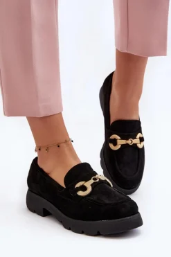 Damskie Mokasyny Z Ozdobą Czarne Railenes