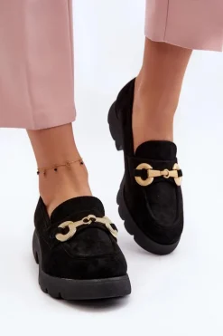 Damskie Mokasyny Z Ozdobą Czarne Railenes