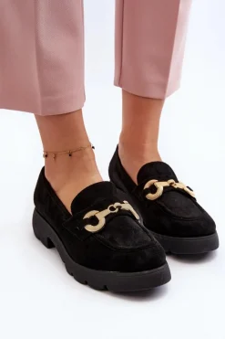 Damskie Mokasyny Z Ozdobą Czarne Railenes