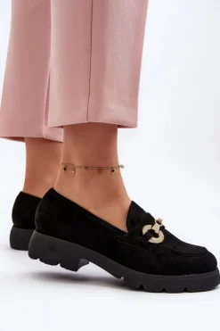 Damskie Mokasyny Z Ozdobą Czarne Railenes