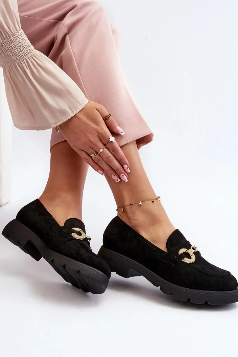 Damskie Mokasyny Z Ozdobą Czarne Railenes