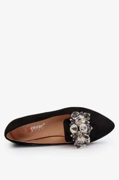 Damskie Mokasyny Z Ozdobami Na Płaskim Obcasie Czarne Sloane