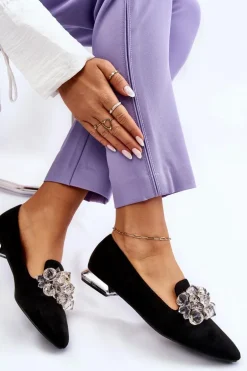 Damskie Mokasyny Z Ozdobami Na Płaskim Obcasie Czarne Sloane