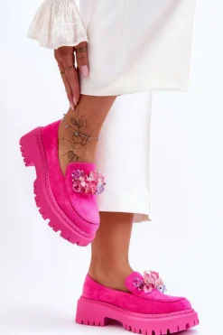 Damskie Mokasyny Z Ozdobnymi Kryształami Różowe Avril