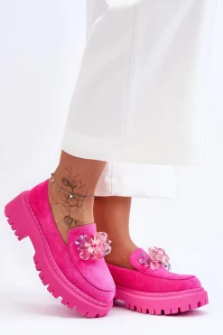 Damskie Mokasyny Z Ozdobnymi Kryształami Różowe Avril