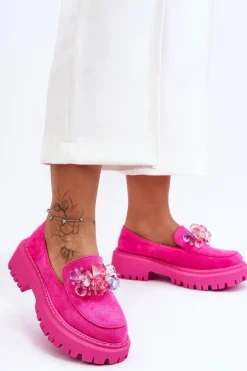 Damskie Mokasyny Z Ozdobnymi Kryształami Różowe Avril