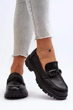 Damskie Mokasyny Ze Skóry Naturalnej Czarne Imbleria