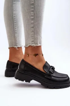 Damskie Mokasyny Ze Skóry Naturalnej Czarne Imbleria