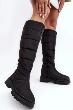 Damskie Śniegowce Kozaki Ocieplane Czarne Big Star MM274332