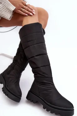 Damskie Śniegowce Kozaki Ocieplane Czarne Big Star MM274332