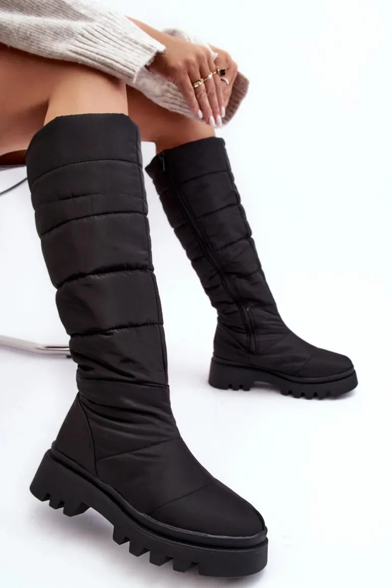 Damskie Śniegowce Kozaki Ocieplane Czarne Big Star MM274332