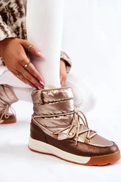 Damskie Śniegowce Memory Foam Big Star KK274276 Złoto-Brązowe