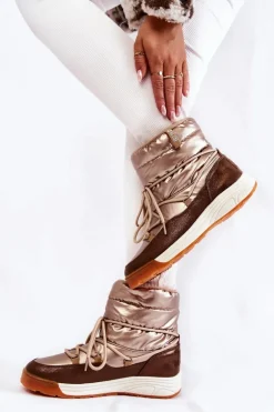 Damskie Śniegowce Memory Foam Big Star KK274276 Złoto-Brązowe