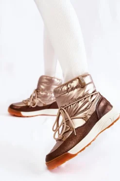 Damskie Śniegowce Memory Foam Big Star KK274276 Złoto-Brązowe