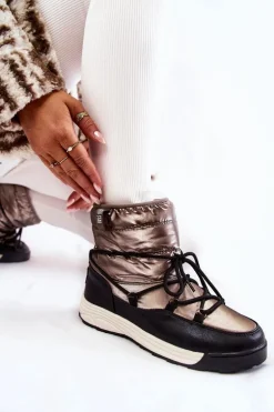 Damskie Śniegowce Memory Foam Big Star KK274275 Srebrno-Czarne