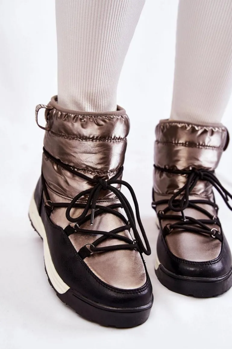 Damskie Śniegowce Memory Foam Big Star KK274275 Srebrno-Czarne