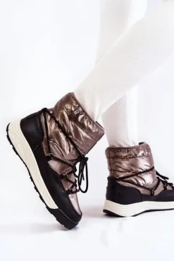 Damskie Śniegowce Memory Foam Big Star KK274275 Srebrno-Czarne