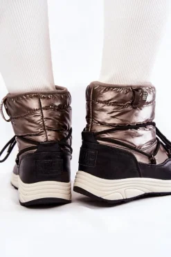 Damskie Śniegowce Memory Foam Big Star KK274275 Srebrno-Czarne